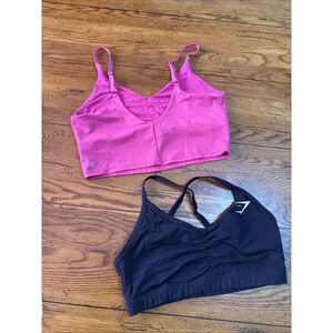 Athleta Elation Cropped V-Neck Tank Top Size M, D-DD, Pink Gymshark Black O23
